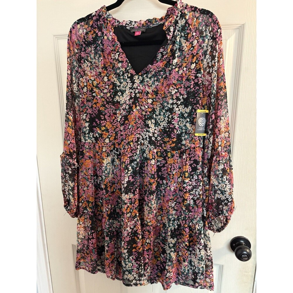 NEW Vince Camuto Floral Sheer Tiered Dress Medium